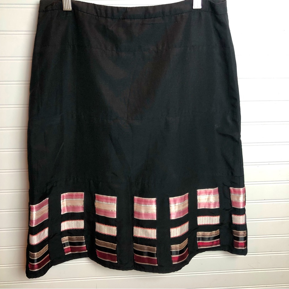 3 for $25 Black Skirt with Woven Ribbon Hem Sz 6